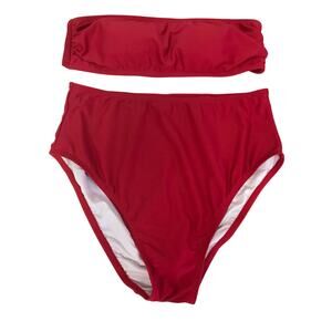 Reteron Swim Suit Womens 8 10 Two Piece Red Padded